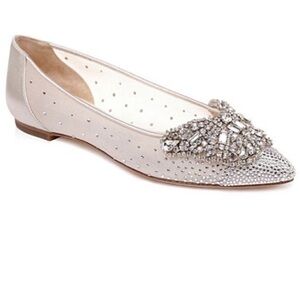Badgley Mischka Quinn Crystal Pointed Toe Flat